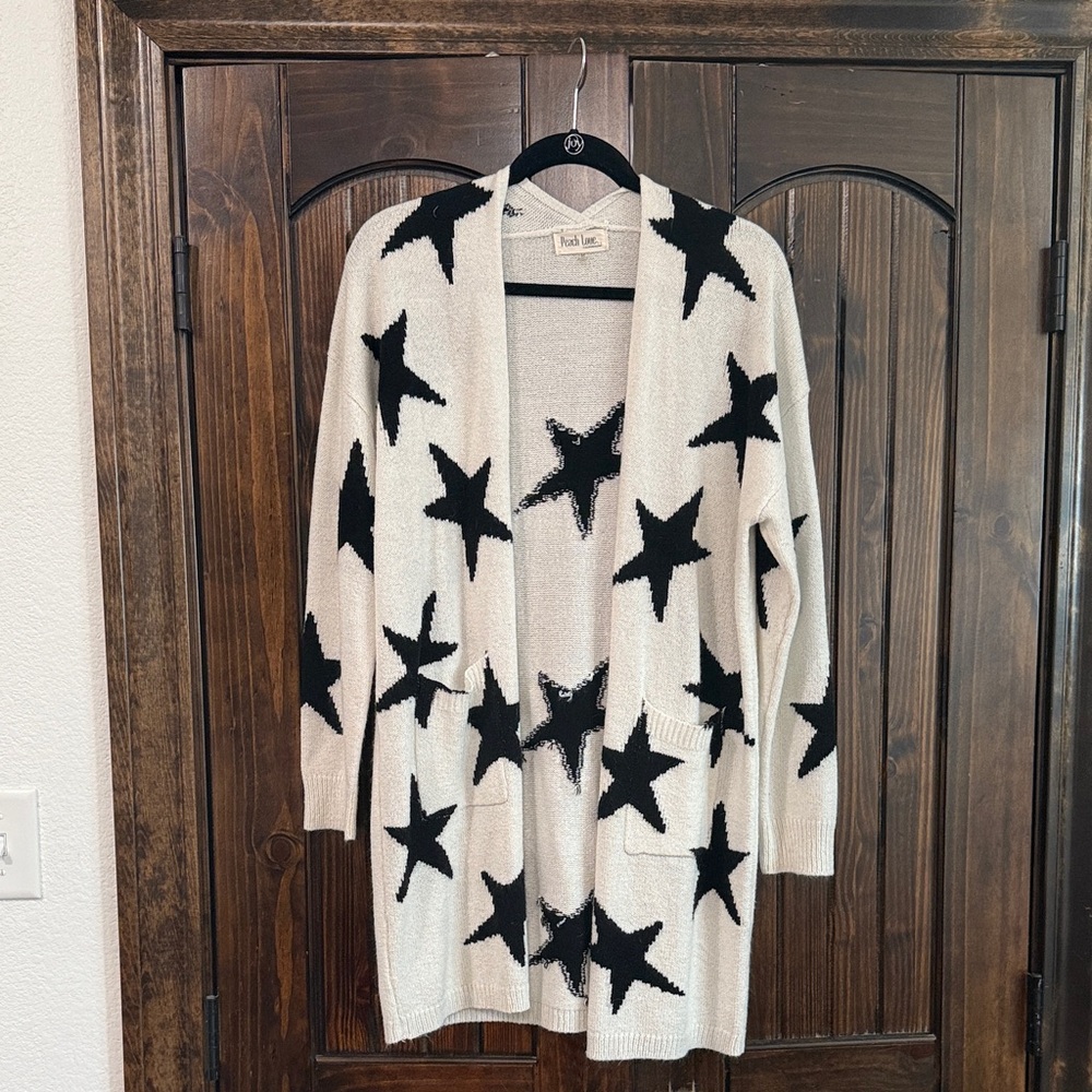Peach Love Black and Cream Star Cardigan
